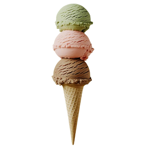 Cono de helado de fresa completo